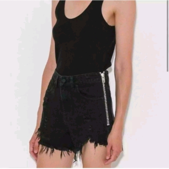 Alexander wang bite side zip shorts Washed Black Sz 27 - Picture 1 of 11